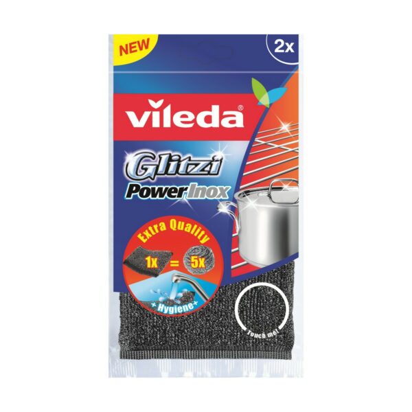 Почистваща подложка Vileda Glitzi Inox Power Сив Неръждаема стомана