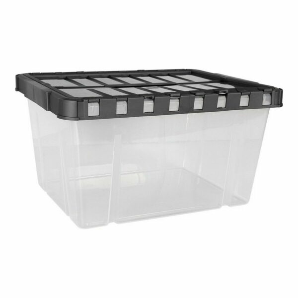 Кутия за Съхранение с Капак Double Прозрачен Антрацит (29 L)