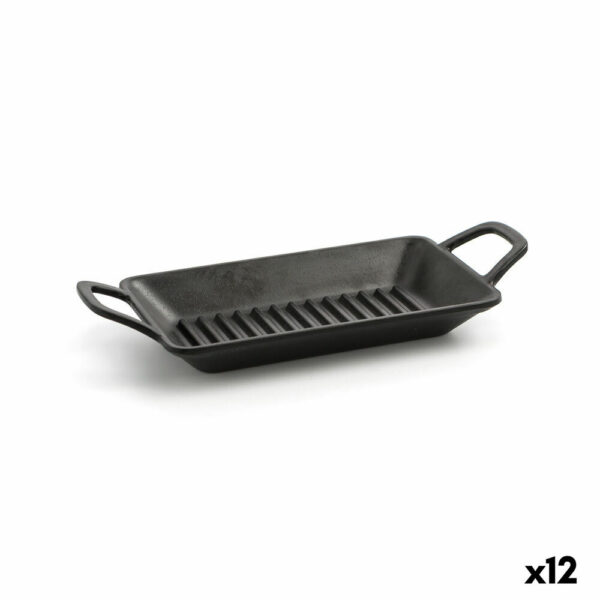 Тиган за Сервиране на Мезета Quid Mar de Viento Черен Пластмаса (22 x 10 x 4 cm) (Pack 12x)