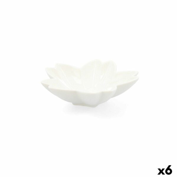Поднос за аперитиви Quid Select Цвете Керамика Бял (11 cm) (Pack 6x)