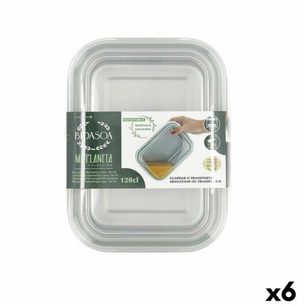 Кутия за обяд Bidasoa Miplaneta 2 L Метал Зелен (Pack 6x)