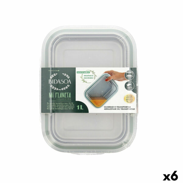 Кутия за обяд Bidasoa Miplaneta 1 L Метал Зелен (Pack 6x)