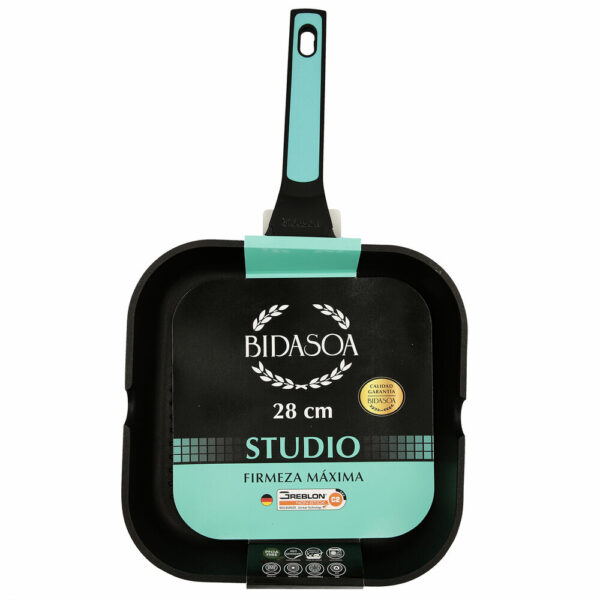 Оребрен Тиган за Печене Bidasoa Studio Черен Метал (28 cm)