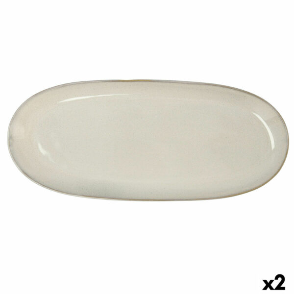 Поднос за сервиране Bidasoa Ikonic Бял Керамика (36 x 16 cm) (Pack 2x)