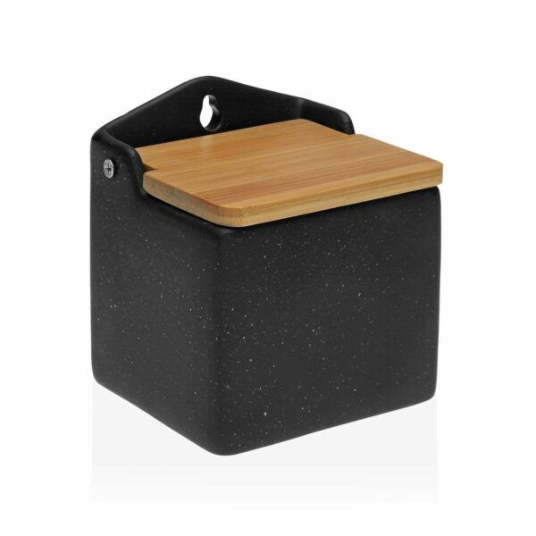 Кутия за сол Versa Черен Бамбук Dolomite (13 x 10,5 x 12 cm)