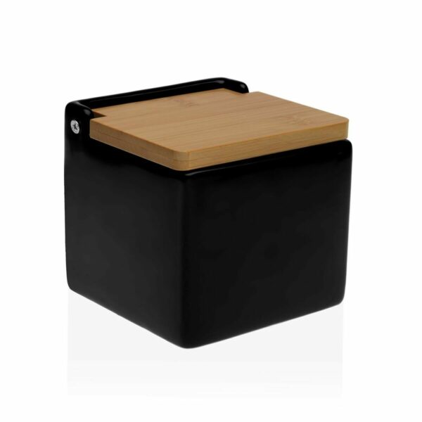 Кутия за сол Versa Черен Бамбук Dolomite (11 x 11 x 11 cm)