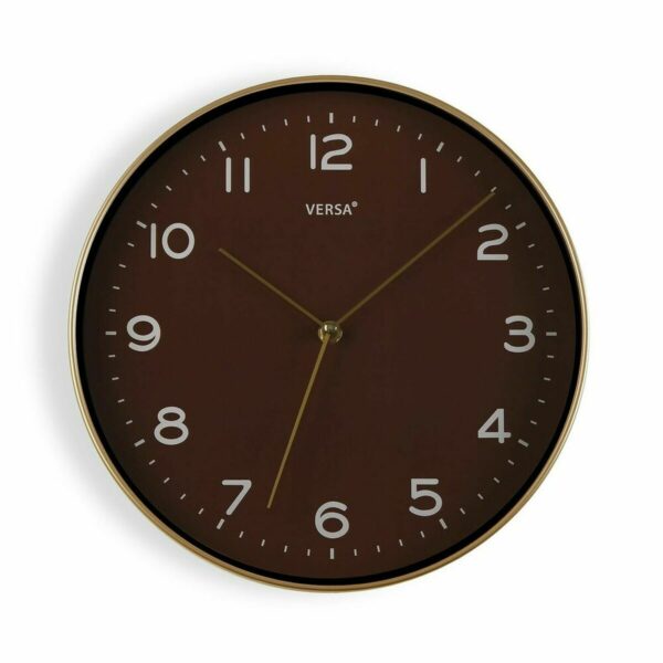 Стенен часовник Versa Златен Кафяв PU (30,5 x 4,3 x 30,5 cm)