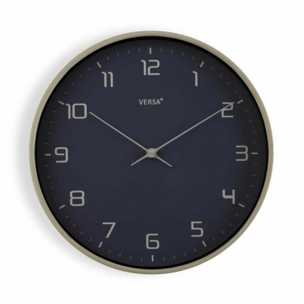 Стенен часовник Versa Син Дървен PU (30,5 x 4,3 x 30,5 cm)