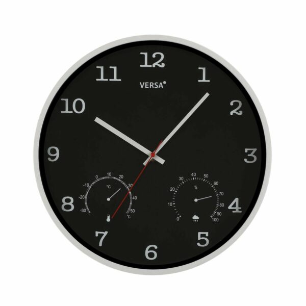 Стенен часовник Versa Черен Пластмаса (4,3 x 35,5 x 35,5 cm)