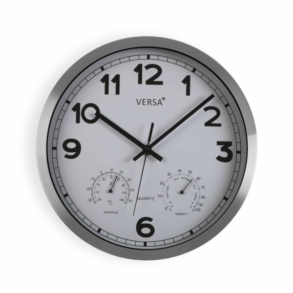 Стенен часовник Versa Бял Алуминий (4 x 30 x 30 cm)