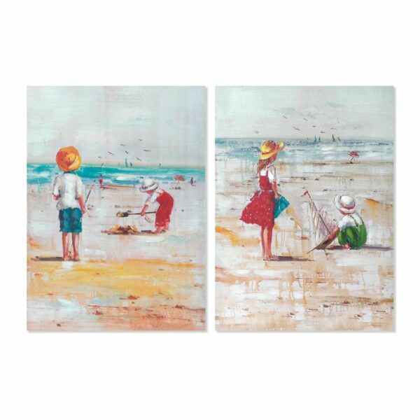Картина DKD Home Decor Плаж Деца (50 x 2,5 x 70 cm) (2 броя)