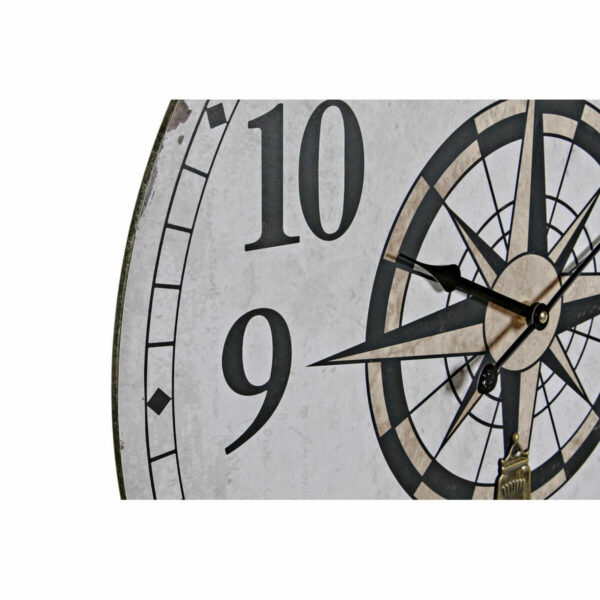 Стенен часовник DKD Home Decor Бял Черен Метал Дървен MDF Компас (2 pcs) (58 x 4 x 58 cm)