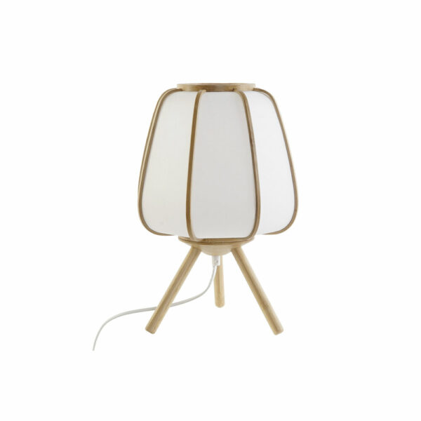 Настолна лампа DKD Home Decor полиестер Бял Бамбук 220 V 50 W (23 x 23 x 35 cm)