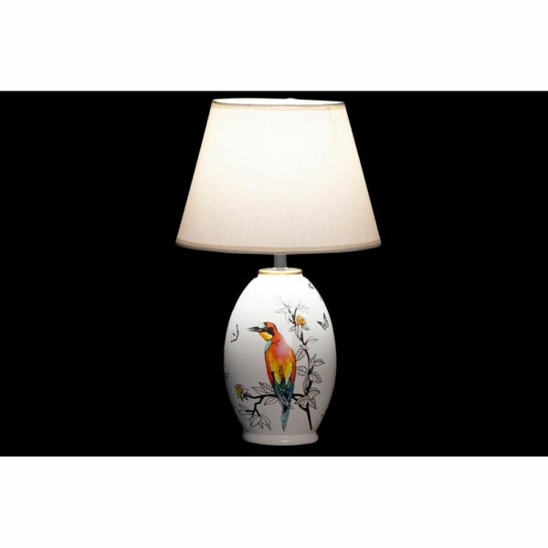 Настолна лампа DKD Home Decor Бял Бежов лен Каменинов 220 V 40 W Птици (2 pcs) (25 x 25 x 41 cm)