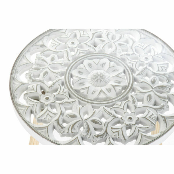 Помощна маса DKD Home Decor Кристал MDF Бял Mandala (52 x 52 x 40 cm)