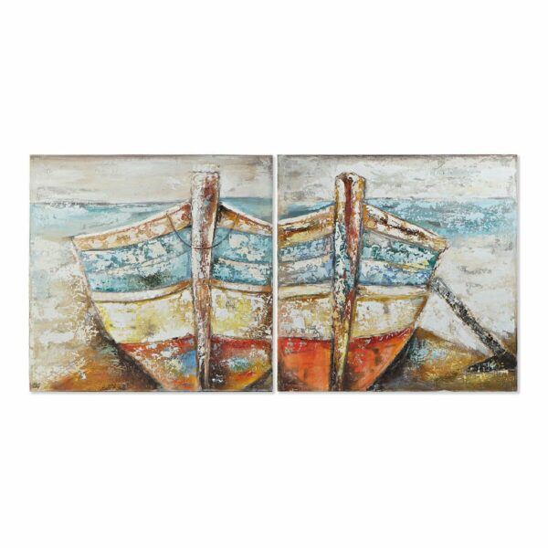Картина DKD Home Decor Boat Barco Средиземноморско (100 x 3,5 x 100 cm) (2 броя)