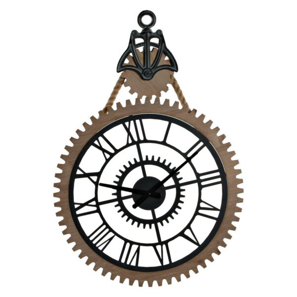 Стенен часовник DKD Home Decor индустриален Черен Желязо Дървен MDF (50 x 7.5 x 72 cm)