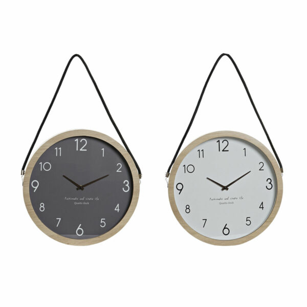 Стенен часовник DKD Home Decor Кристал Сив Въже MDF Бял Светло кафяв Скандинавски (2 броя) (45 x 6 x 45 cm)
