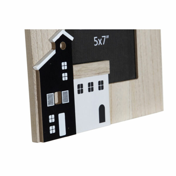Рамка за снимки DKD Home Decor Естествен Черен Бял Дървен MDF Къщи Скандинавски (21,5 x 2 x 26,5 cm) (2 броя)