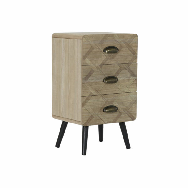 Нощно шкафче DKD Home Decor Естествен Дървен Геометричен (37 x 31 x 65 cm)