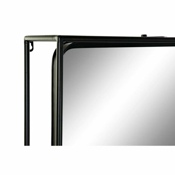 Стенно огледало DKD Home Decor Огледало Естествен Черен Метал Дървен (60 x 17 x 183 cm)
