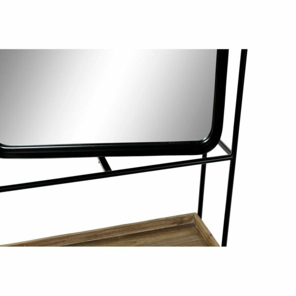 Стенно огледало DKD Home Decor Огледало Естествен Черен Метал Дървен (60 x 17 x 183 cm)