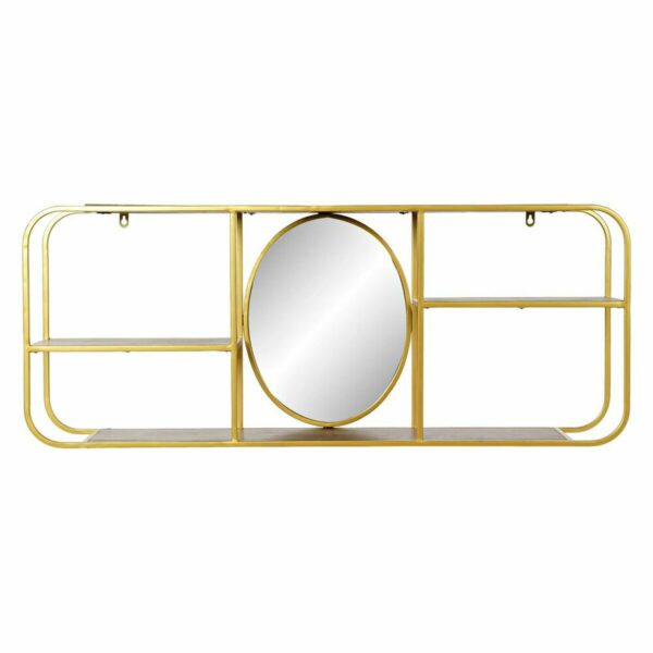 Стенно огледало DKD Home Decor Огледало Златен Метал Дървен Кафяв (100 x 18 x 40 cm)