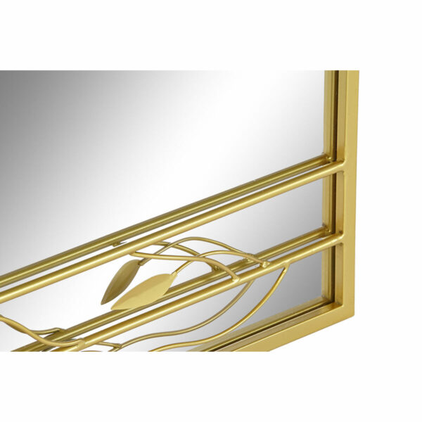 Стенно огледало DKD Home Decor Огледало Златен Метал Лист на растение (60 x 2 x 90 cm)