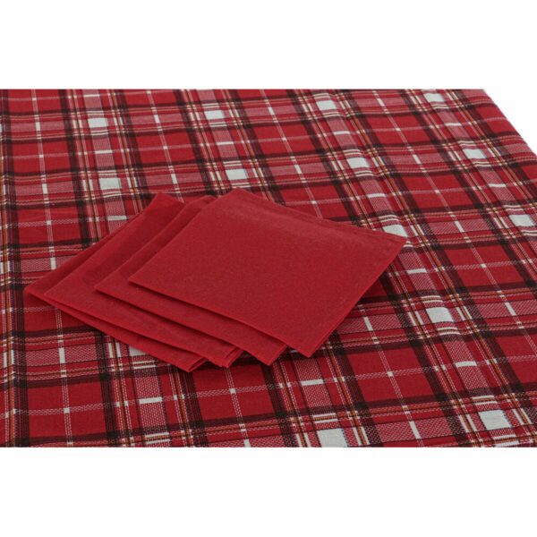 Комплект покривки за маса DKD Home Decor Коледа Червен полиестер Памук Бял (150 x 150 x 0,2 cm)