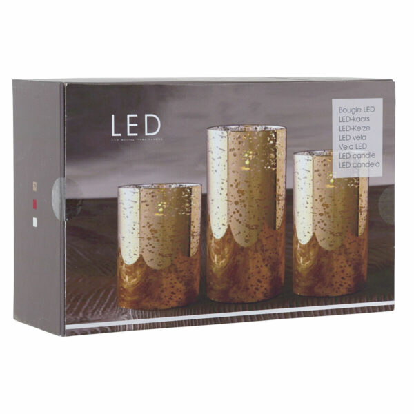 Свещ DKD Home Decor LED Светлина Коледа (10 x 10 x 15 cm) (3 броя)