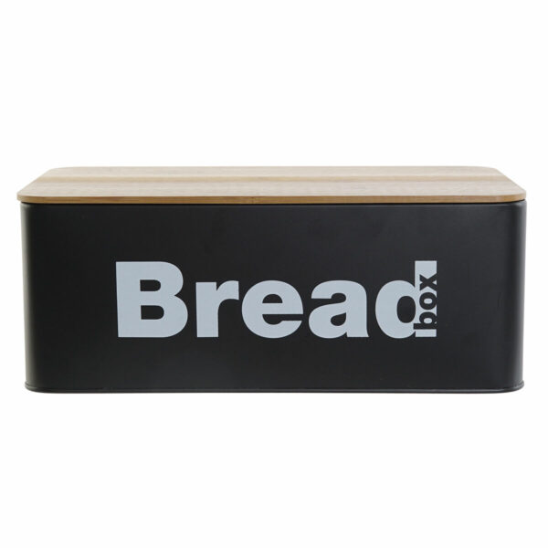 Кутия за Хляб DKD Home Decor Естествен Черен Метал Бамбук (33 x 18 x 13 cm)