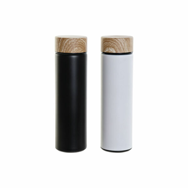 Бутилка от Неръждаема Стомана DKD Home Decor Филтър Черен Бял Бамбук (550 ml) (2 броя)