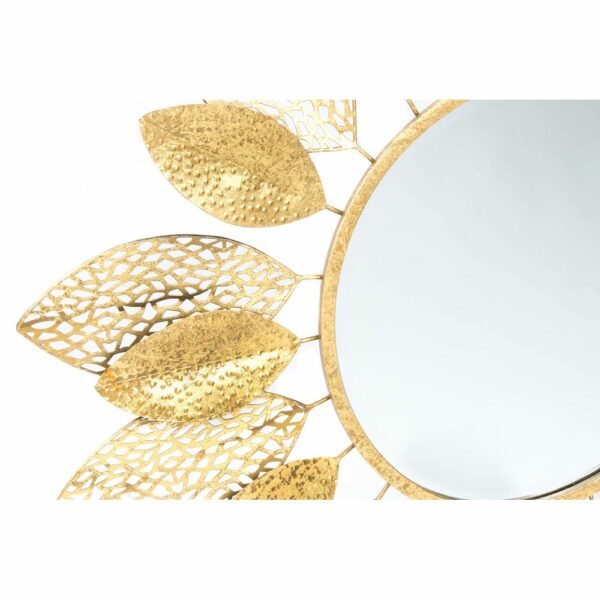 Стенно огледало DKD Home Decor Кристал Листи Златен Метал (91 x 3.5 x 91 cm)