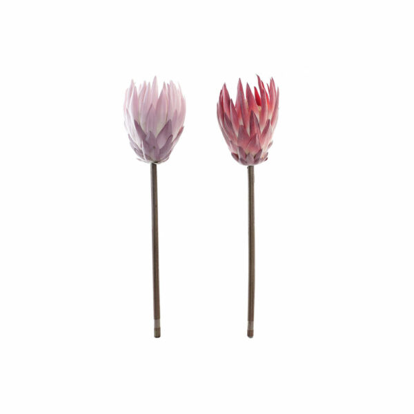 Декоративно Цвете DKD Home Decor Розов полиетилен Фуксия Желязо (2 pcs) (15 x 15 x 60 cm)