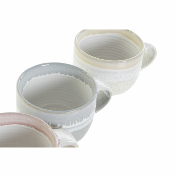 Комплект чаши за кафе части DKD Home Decor Сив Розов Зелен Каменинов (200 ml)