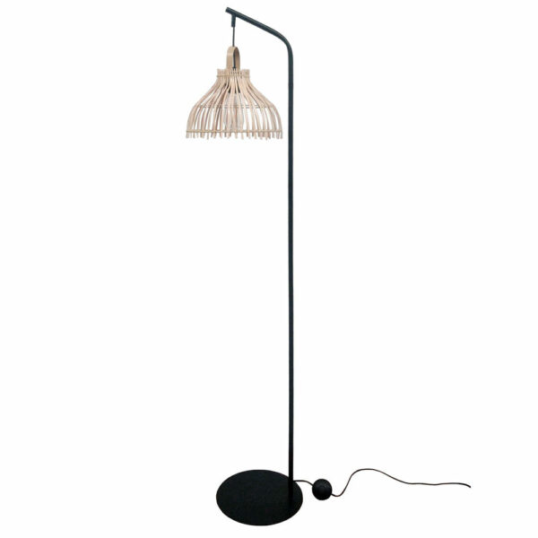 Лампион DKD Home Decor Черен Метал Кафяв Pатан (40 x 40 x 160 cm)