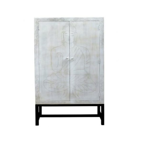 Шкаф DKD Home Decor Черен Метал Бял Дърво манго (100 x 40 x 197 cm)