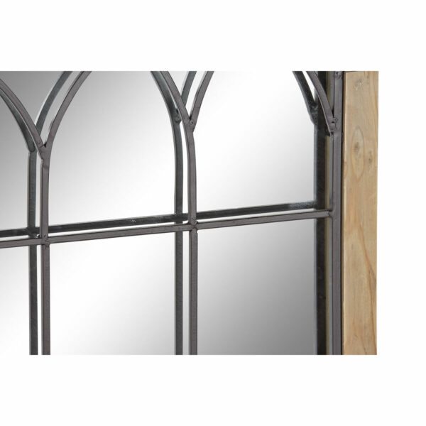 Стенно огледало DKD Home Decor Огледало Черен Метал Дървен Кафяв Прозорци Алуминий Cottage (58 x 3 x 78 cm)