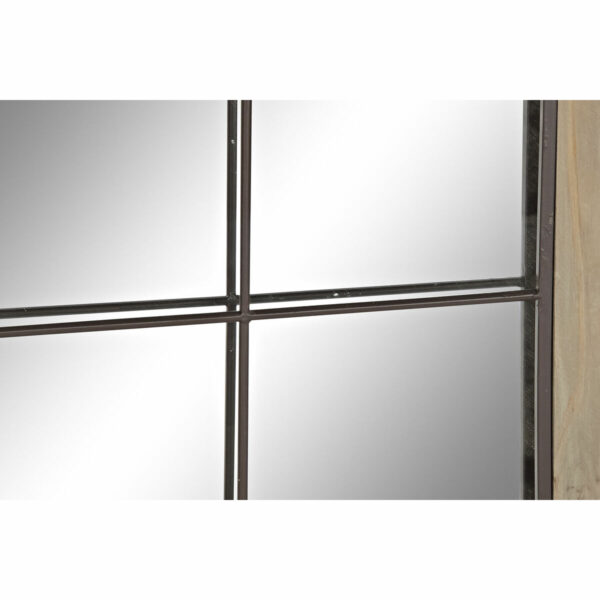 Стенно огледало DKD Home Decor Огледало Черен Дървен Кафяв Прозорци Алуминий Cottage (60 x 2,5 x 80 cm)