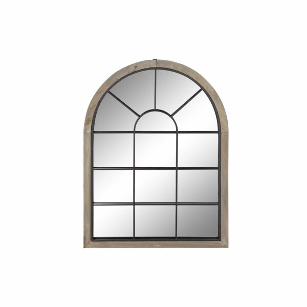 Стенно огледало DKD Home Decor Огледало Черен Дървен Кафяв Прозорци Алуминий Cottage (60 x 2,5 x 80 cm)