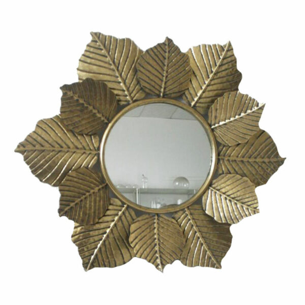Стенно огледало DKD Home Decor Листи Златен Метал (70 x 8 x 60 cm)