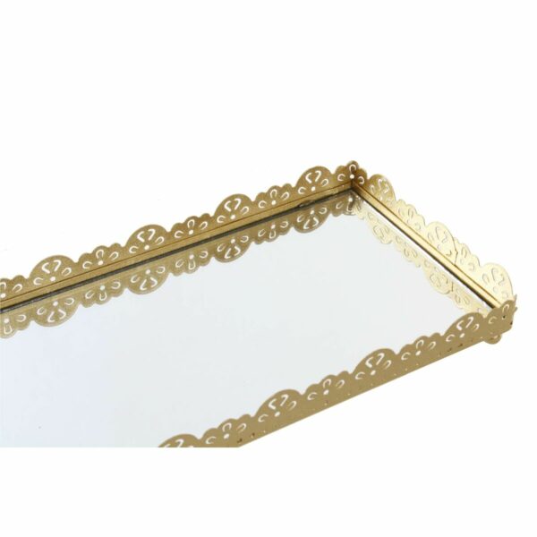Комплект Подноси DKD Home Decor Огледало Златен Метал Ориенталски (24 x 14 x 4 cm)
