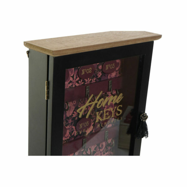 Шкаф за ключове DKD Home Decor Кристал Черен Розов MDF (22 x 6 x 30 cm)