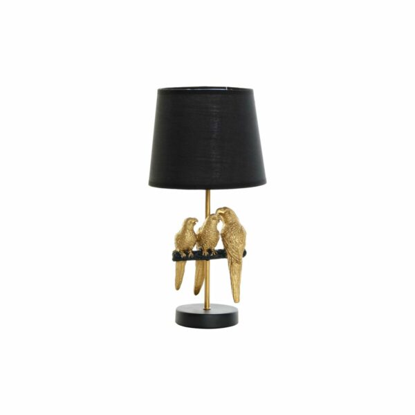 Настолна лампа DKD Home Decor Черен Златен полиестер Смола 220 V 50 W Папагал Тропически (20 x 20 x 39 cm)
