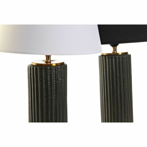 Настолна лампа DKD Home Decor Черен Златен полиестер Бял Каменинов 220 V 50 W (2 броя) (30 x 30 x 58 cm)