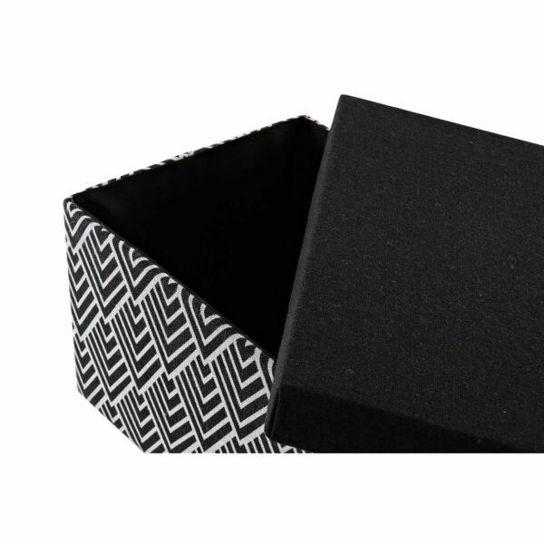 Комплект Кутии за Подреждане една върху друга DKD Home Decor Черен полиестер (3 броя)