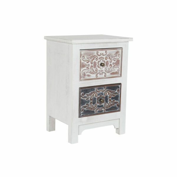 Нощно шкафче DKD Home Decor Бял Цветен Дървен (48 x 36 x 67 cm)