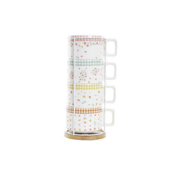 Комплект чаши за кафе части DKD Home Decor Червен Кафяв Зелен Жълт Dolomite (260 ml)