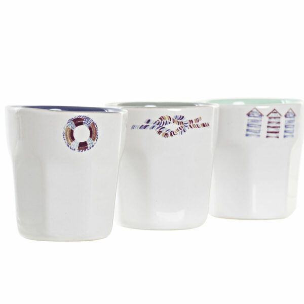 Комплект чаши за кафе части DKD Home Decor Военен Бял Каменинов (90 ml)