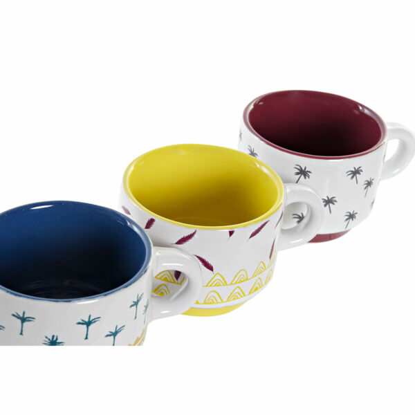 Комплект чаши за кафе части DKD Home Decor Син цвят тюркоаз Жълт Каменинов (90 ml)